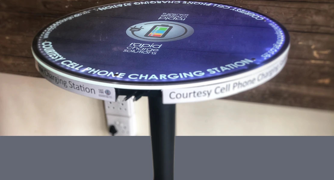 Cocktail table charging station